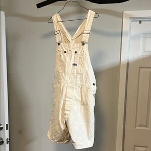 Vintage 1980’s Men's “Big Smiths” Cream Colored Hybrid Shorts Overalls